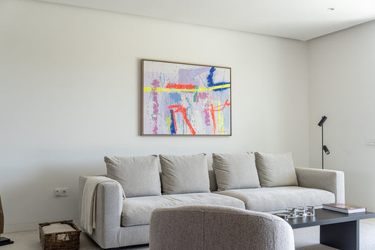 Fernanz commission installed above a sofa, Jaloe Art Gallery project