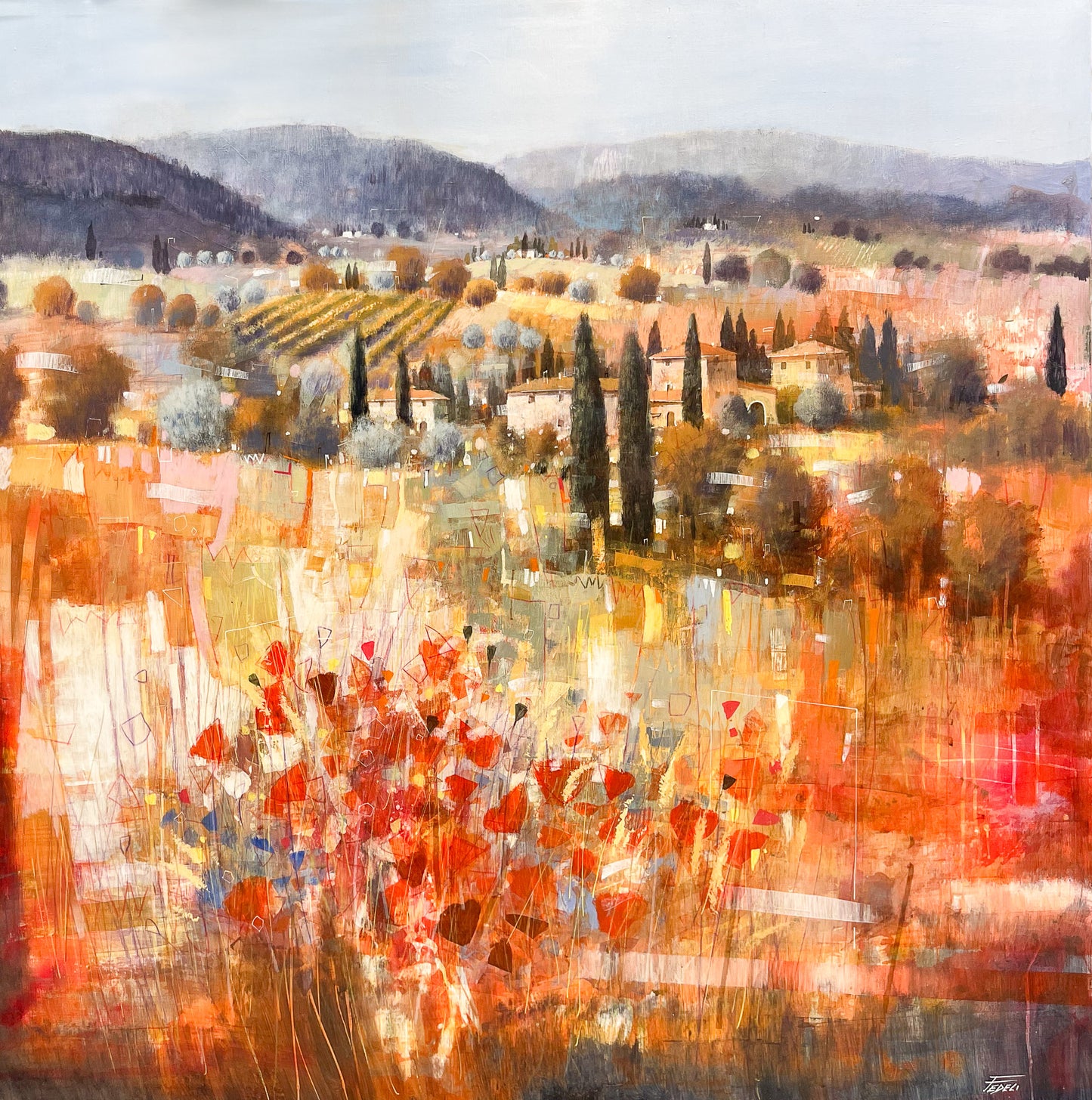 Campagna Toscana con Papaveri