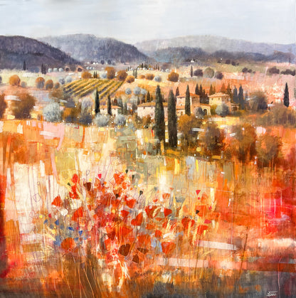 Campagna Toscana con Papaveri