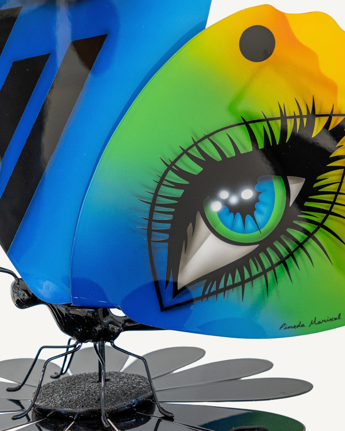 Untitled, steel butterfly sculpture by Pineda Mariscal, eye detail