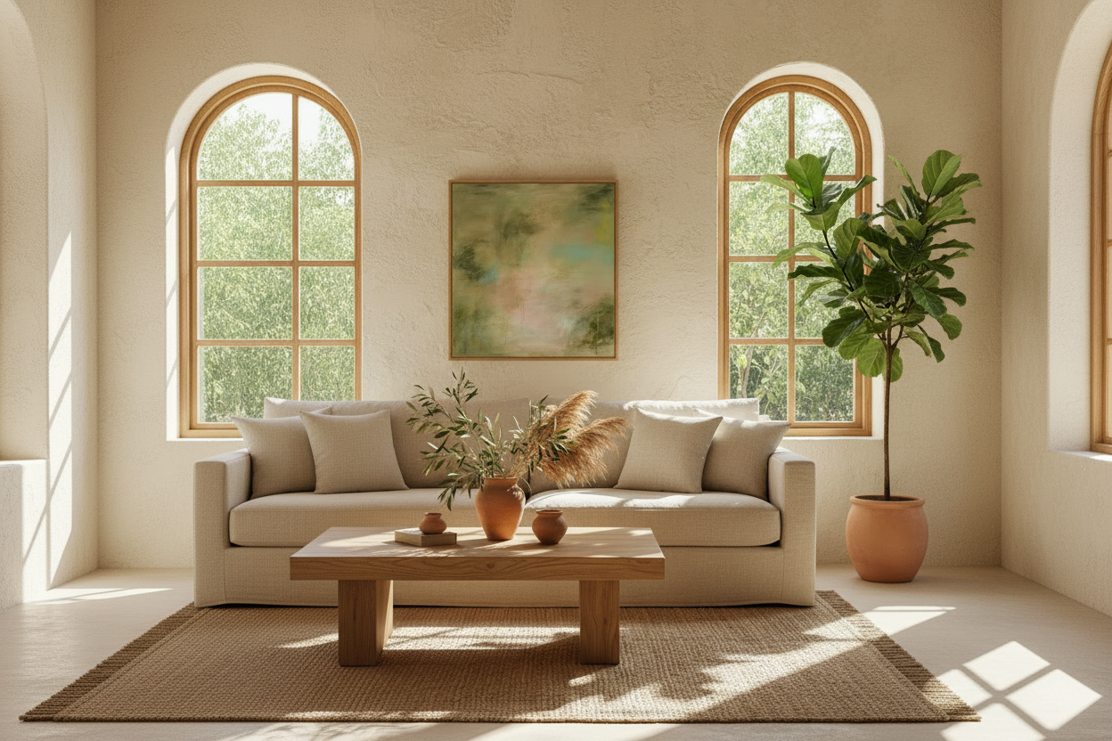 Japandi-Mediterranean living room horizontal
